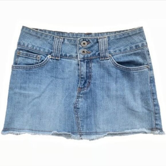 NWOT Hammer Designer Blue Jean Mini Skirt Stretchy Pull-On Bottoms Size Small